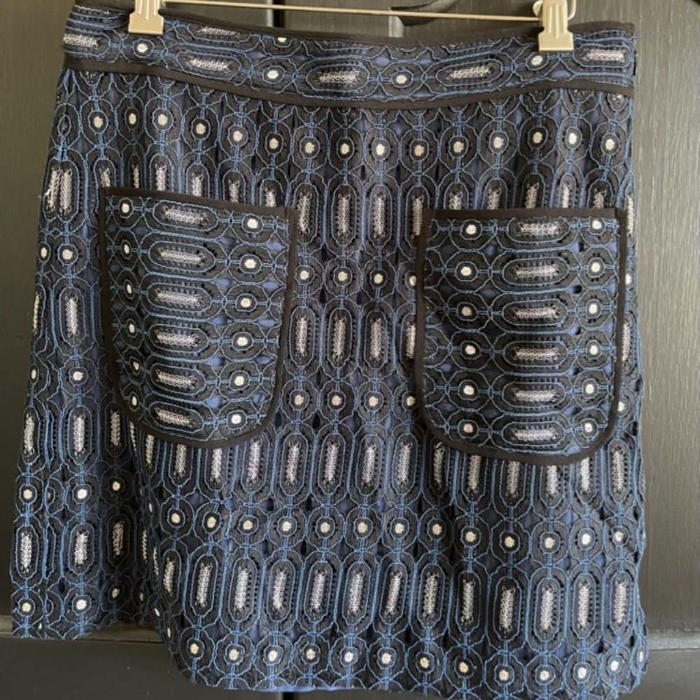 LOFT - Beautiful Blue and Black Lace Skirt - Size 6